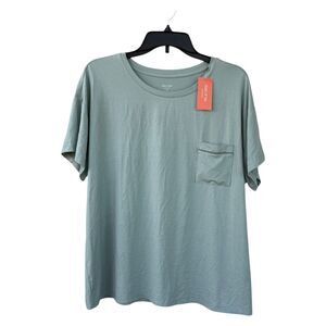 NWT State Of Day Women’s Solid Light Green Short Sleeve Pajama Top Only XL Modal